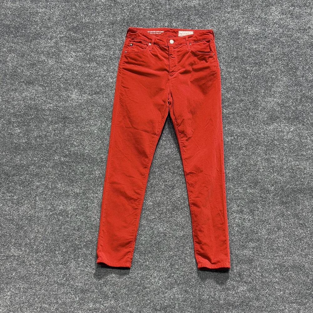 AG Adriano Goldschmied Jeans Womens 28R Red High Rise Stevie Ankle Corduroy